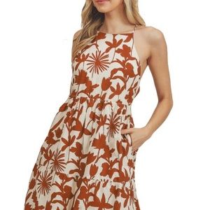 NWT- LUSH  Printed tiered  cami midi dress